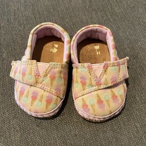 TOMS baby girl shoes 2 pairs. Soft soles